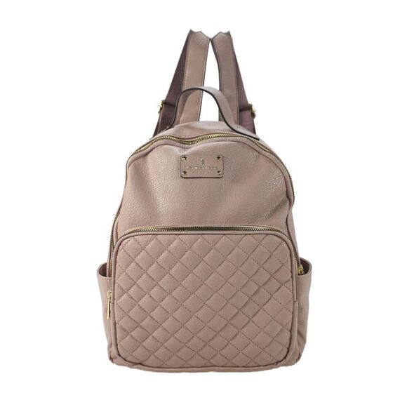 London Fog Handbags - London Fog Womens Quilted Zippered Backpack Handbag Purple